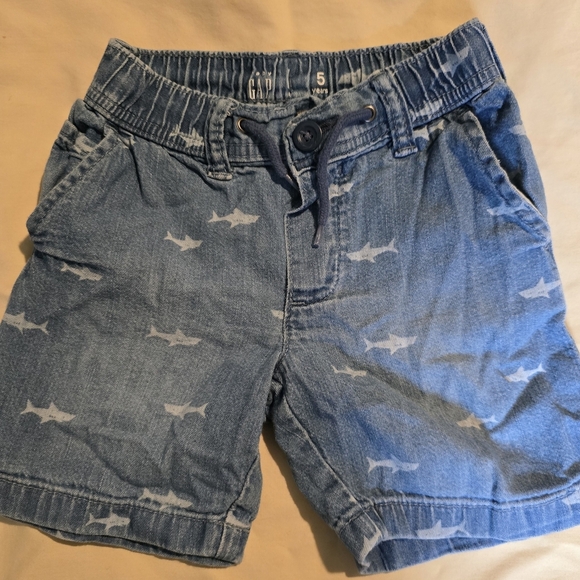 Gap Blue Distressed Denim Shorts with Elastic Waistband - Picture 1 of 3